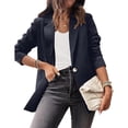 thumbnail image 2 of Suit Jacket Solid Color Slim Fit Long Sleeves Casual Women Office Jacket for Fall Spring Purplish Blue S, 2 of 4