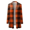 thumbnail image 5 of HBFAGFB Lightweight Cardigans for Women Simple Long Sleeve Plaid Jacket Versatile Long Coat Black Size S, 5 of 5