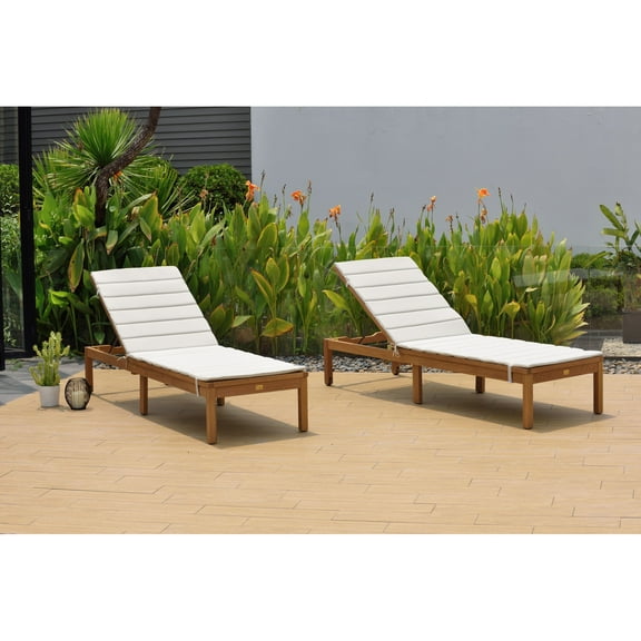 Amazonia Regatta Set Patio Chaise Loungers  Durable outdoor furniture with Teak Finish  Grey Cushion
