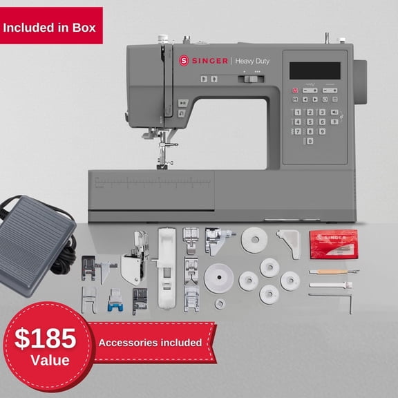 SINGER Heavy Duty 6700C Computerized Sewing Machine with Accessory Kit , Strong Motor with Enhanced Piercing Power, 411 Stitch Applications, LCD Screen, Full Metal frame & 1-step Buttonhole