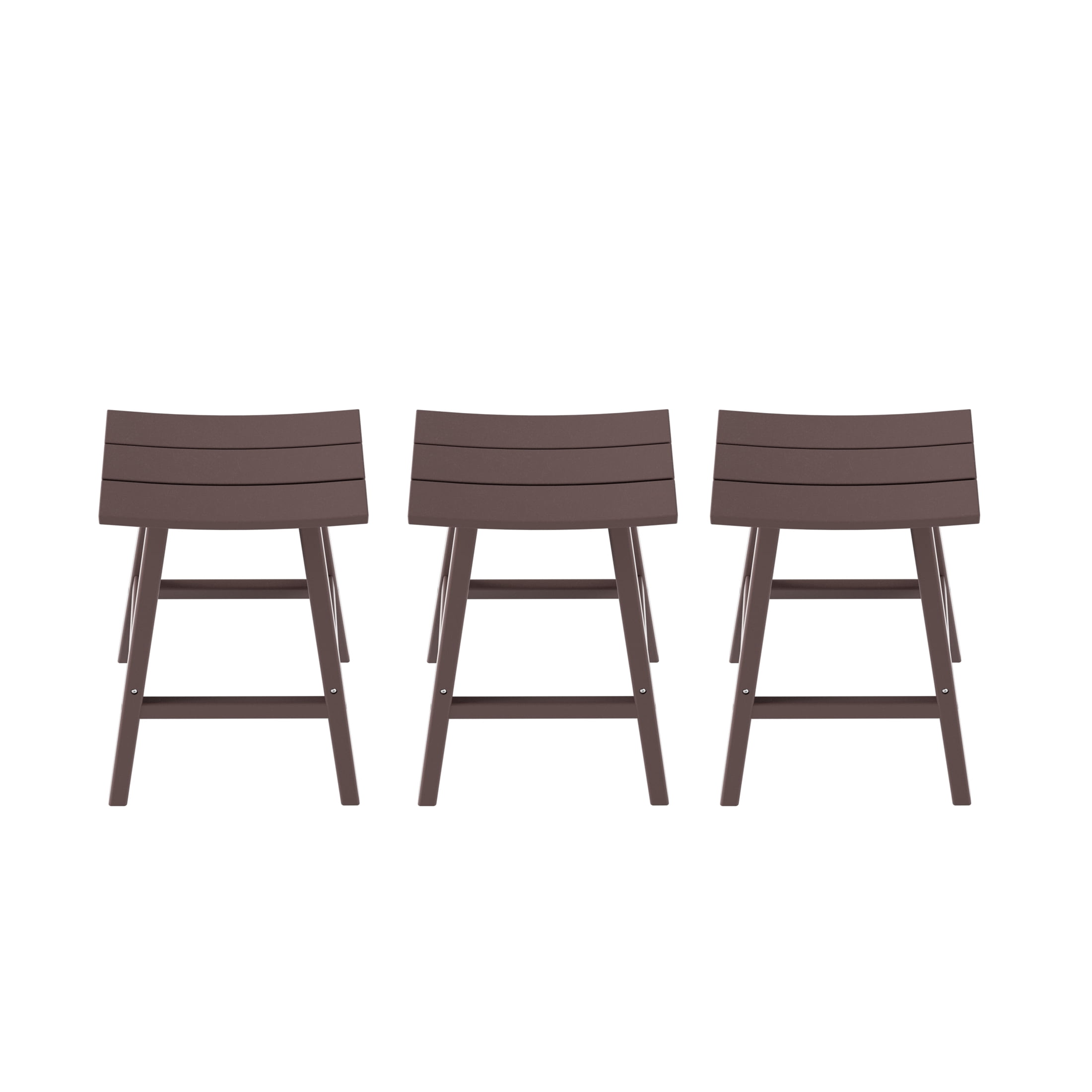 WestinTrends Malibu HDPE Outdoor Patio 29" Bar Stool Saddle Seat (Set of 3), Dark Brown