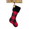 thumbnail image 2 of Buffalo Plaid Red and Black with Faux Fur Design Christmas Hanging Stocking (Black Fur Stocking 13"x19"), 2 of 3