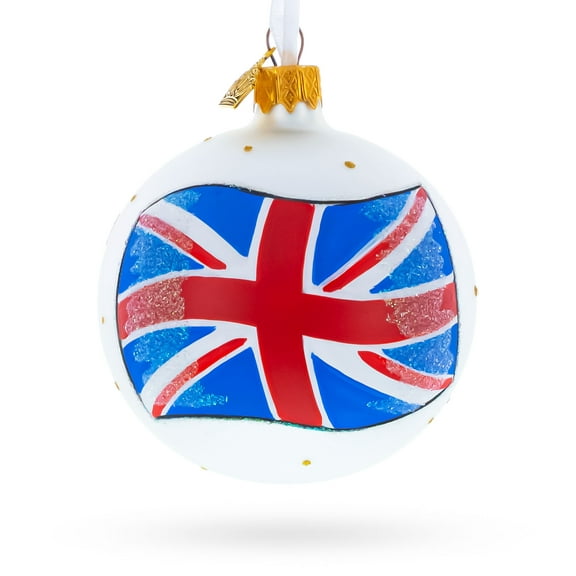 Flag of United Kingdom Glass Ball Christmas Ornament 3.25 Inches
