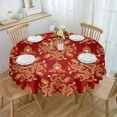 thumbnail image 2 of Flower Butterfly Wheat Ear Tablecloths for Dining Table Waterproof Round Table Cover for Kitchen Living Room, 2 of 7