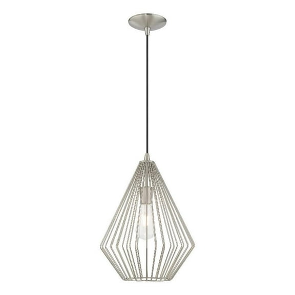 Beaumont Lane 1-Light Farmhouse Metal Single Pendant in Brushed Nickel