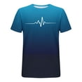 thumbnail image 3 of Njagoc3 Mens Ombre EKG Print Short - Sleeve T - Shirt, Regular Fit, Lightweight Fabric, Summer Casual & Fitness, Trendy Graphic Top, 3 of 6