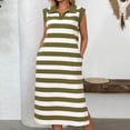 thumbnail image 2 of Vestido de Verano para las Mujeres, Bolsillo sin Mangas Cuello Turndown Vestido de la Mitad de la Ternera, Moda Poliéster Casual, 2 of 9