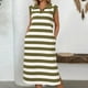 thumbnail image 2 of Vestido de Verano para las Mujeres, Bolsillo sin Mangas Cuello Turndown Vestido de la Mitad de la Ternera, Moda Poliéster Casual, 2 of 9