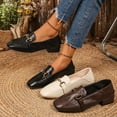 thumbnail image 5 of Xfvqtps Womens Low Heel Loafers Slip on Shoes with Metal Decor Vintage Style Casual Flat Shoes Comfortable Slip-On Walking Shoes Faux Leather Pumps White, 5 of 5