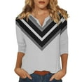 thumbnail image 2 of Texiao 3/4 Sleeve Tops for Women Summer Notched V Neck Plain T Shirts Casual Cute Three Quarter Length Blouses, 2 of 5