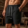 thumbnail image 2 of Hurxie Men's Casual Shorts 7 Inch Elastic Waist Drawstring Lightweight Summer Beach Shorts with Pockets Black,4XL, 2 of 7