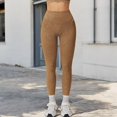 thumbnail image 2 of Women's High Waist Seamless Leggings with Subtle Textured Pattern - Medium, Khaki, 2 of 6
