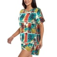 thumbnail image 2 of Naloa Colorful Hawaii Palms Women's Short-Sleeved Pajama Set, Loungewear, Summer pajamas, Breathable Cozy - 3X-Large, 2 of 9