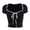 C-Black2, variant on OSOLU Crop Tops For Women Slim Fit Sexy Low Cut Sweetheart Neck Bow Short Sleeve T Shirt Summer Going Out Comfy Top