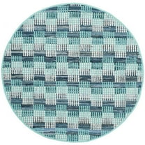 SAFAVIEH Montauk Irving Geometric Squares Cotton Area Rug, Turquoise/Multi, 6' x 9'