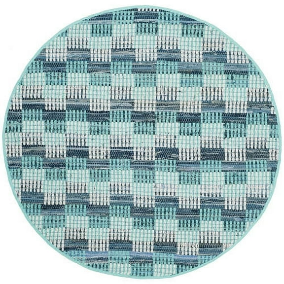 SAFAVIEH Montauk Irving Geometric Squares Cotton Area Rug, Turquoise/Multi, 6' x 9'