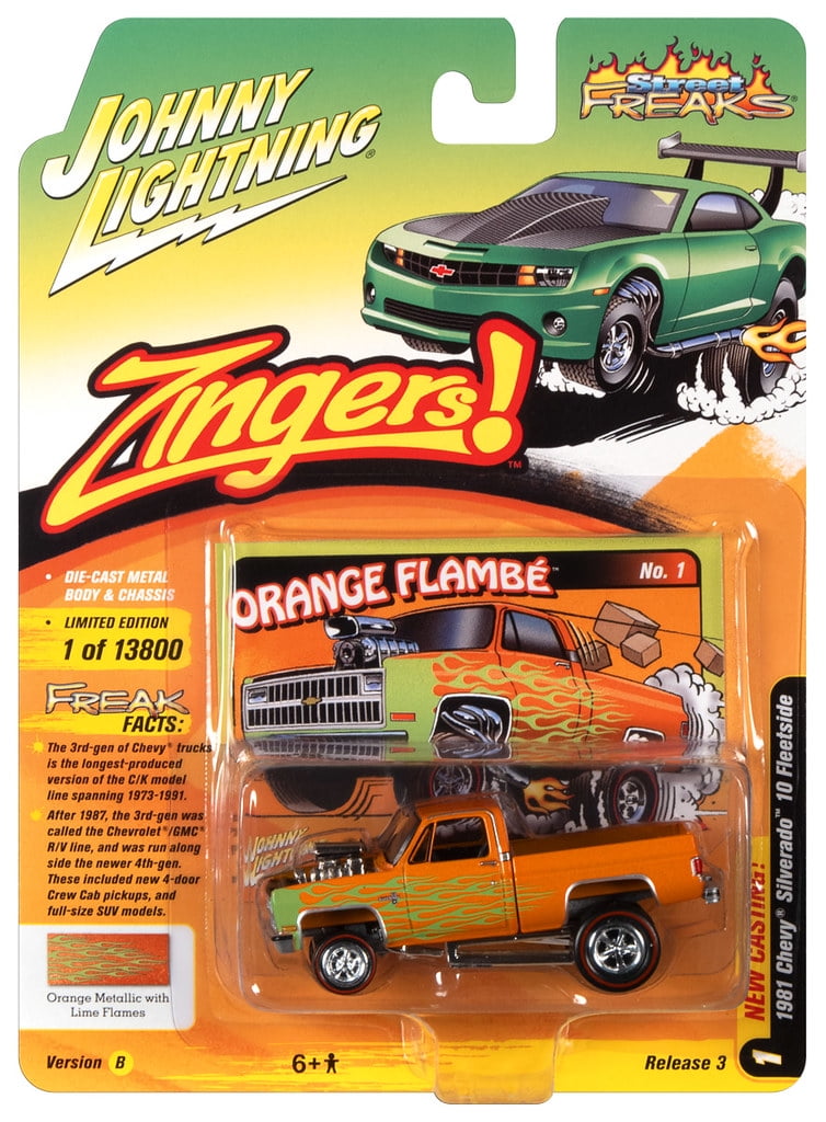 Auto World 1/64 1985 Chevrolet Silverado, Black and Orange