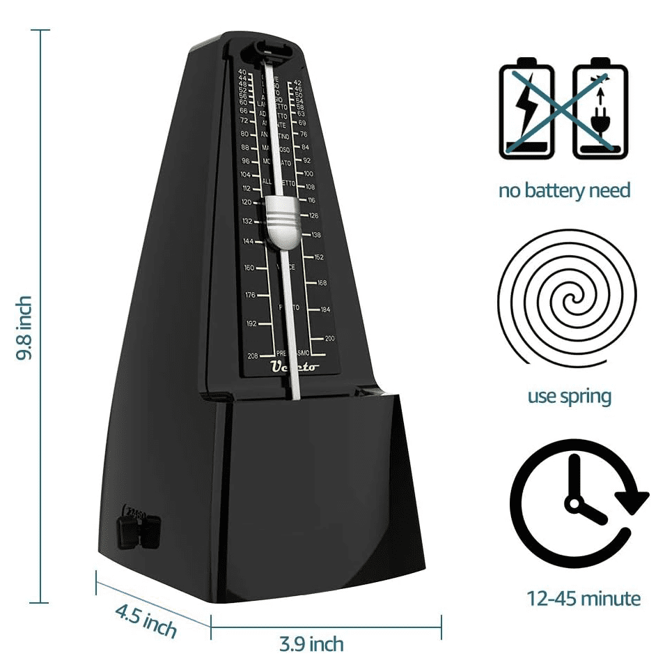 Ueteto Mechanical Metronome Black/Loud Sound Piano Drum Violin Guitar