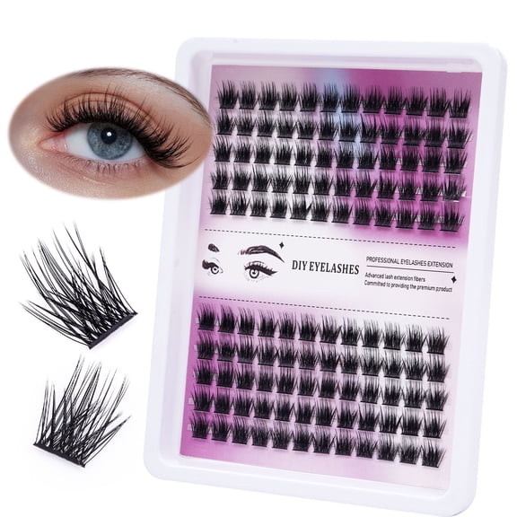 DIY Eyelash Extension –  3D voluminous, Cluster Eyelash Extensions Individual Lashes，Even beginners can easily create beautiful