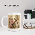 thumbnail image 3 of Spring Coffee Mug Gift Birthday Rose Vintage Floral Bird Letter Leaf Plants Aesthetic Pink And Brown Ceramic Collection Reusable lnsulated Office Outdoor Family Decorative Mug With Handles 11 Ounce, 3 of 5