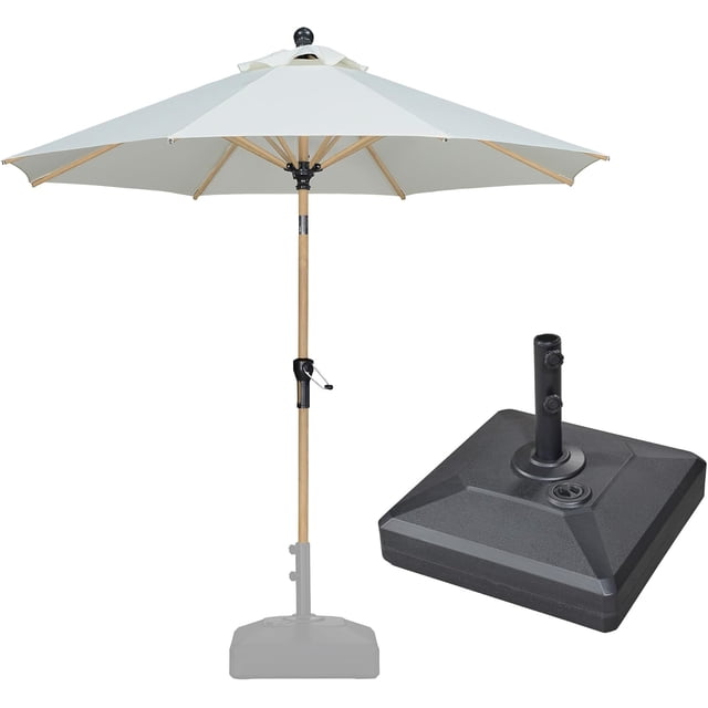 PURPLE LEAF 6' x 9' Patio Umbrella with Base Market Umbrella Rectangular Outdoor Umbrella with Push Button Tilt & Crank and 8 Ribs Aluminum Table Umbrella for Pool Backyard Beach, Taupe