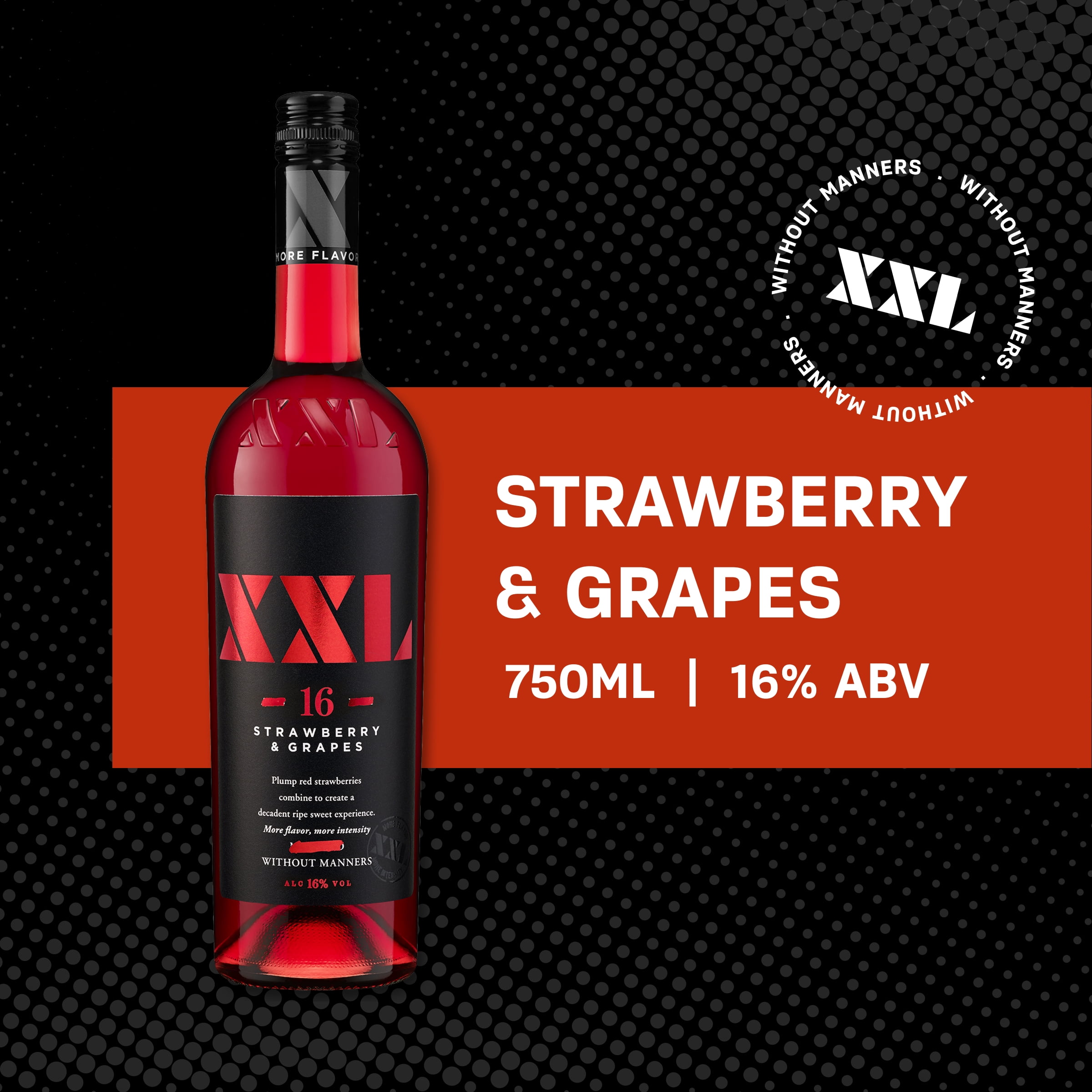 XXL Strawberry & Grapes Moscato, 750 mL Glass Bottle, 16% ABV