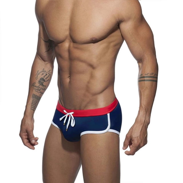 FcBaudy Men's Low Waist Solid Color High Vent Swimming Trunks Underpants Men Pants