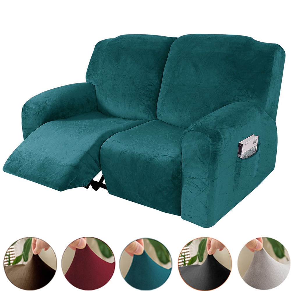 TOPCHANCES 6 Piece Velvet Recliner Cover for 2 Cushion Reclining