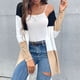 thumbnail image 2 of Mujeres Frente Abierto Outwear Color Block Sin Botones Manga Larga Punto Mujeres Abierto Frente Suéter Outwear para Otoño Invierno Caqui M, 2 of 8
