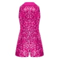 thumbnail image 2 of Raenseen Girls Sequin Glitter Mini Romper Short Collared Neck Sparkly Sleeveless Button Down Hot Red 14, 2 of 5