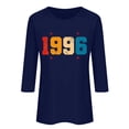 thumbnail image 4 of Vintage T Shirts For Women Crew Neck 3/4 Sleeve Print Pullover Tops Casual Stylish Comfy 1996 Graphic Tees (L, Blue), 4 of 4