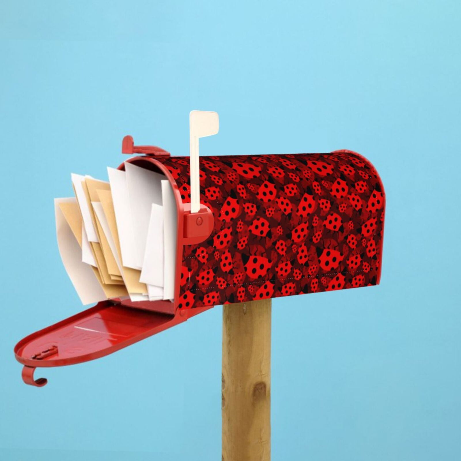 Logiee Ladybugs 1 Print Post Letter Box Wrap Decor, Mailbox Cover Suitable for Standard Mailbox and Large Size Mailbox,Outdoor Yard Decoration-21x18 in