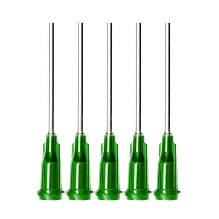 5 Pack of Blunt Tip Lure Lock Dispensing Fill, Industrial/Arts and Crafts Needles, 14 Gauge - Olive, 1" / 2.54cm