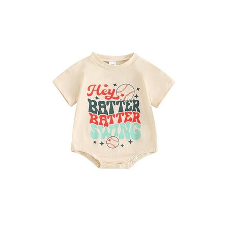 

Mioliknya Baby Boys Summer Jumpsuit Letter Baseball Print Short Sleeve Romper