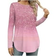 thumbnail image 2 of miqiqism Great discounts！Women Floral Printed Shirts Round Neck Pullover Tops Loose Tunic Blouses Juniors Long Sleeve Clothing Fall,V# Pink,X-Large, 2 of 5