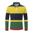 thumbnail image 6 of Zylanna Men's Long Sleeve Polo Shirts with Chest Pocket, Slim Fit Turndown Collar Spring Fall Striped Casual Pullover Tops for Man Multicolor, 6 of 6