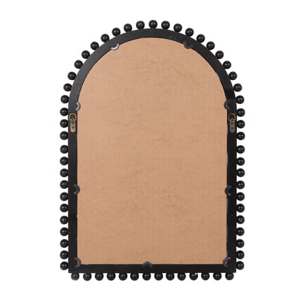 Creative Co-Op Wood Ball Framed Arched Wall Mirror, Matte Black