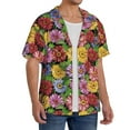 thumbnail image 4 of Vsdgher Daisies Flowers Print Men's Wrinkle Free Untucked Cuban Shirt Business Casual Button Down Shirts Short Sleeve Shirt, 4 of 7
