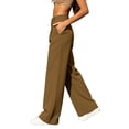 thumbnail image 6 of Oiangi Womens Wide Leg Dress Pants High Waisted Button Zipper Trousers Fall Casual Business Office Work Pant with Pockets Khaki M, 6 of 6