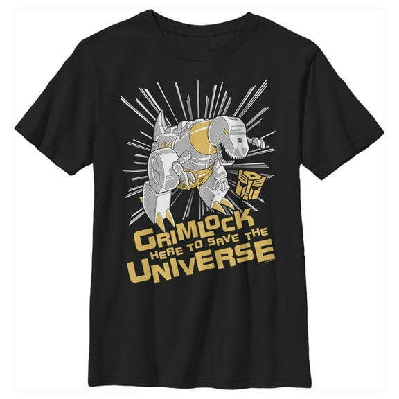 Boy's Transformers Grimlock Saves the Universe Graphic Tee Black Large