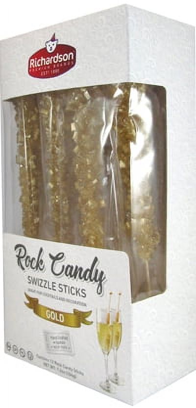 Roses Brands Gold Rock Candy Swizzle Sticks 12 piece box