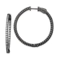 thumbnail image 1 of Black 1.3mm Cubic Zirconia Cz Round Hinged Hoop Earrings In/out, 1 of 5