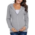thumbnail image 4 of Womens Clothes Clearance 2025 Clearance! asdoklhq Maternity Dresses for WomenMaternity Long Sleeve Zipper Solid Color Breast-Feeding Pregnant Nursing Blouse Tops Coat, 4 of 9