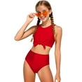 thumbnail image 6 of XZNPDUCQ Girls Swimsuit Bikini Sets 2 Piece Color Block Bathing Suits For Teen Girls Swimwear Swimming Suit For Girls 9-10 Years Red, 6 of 9