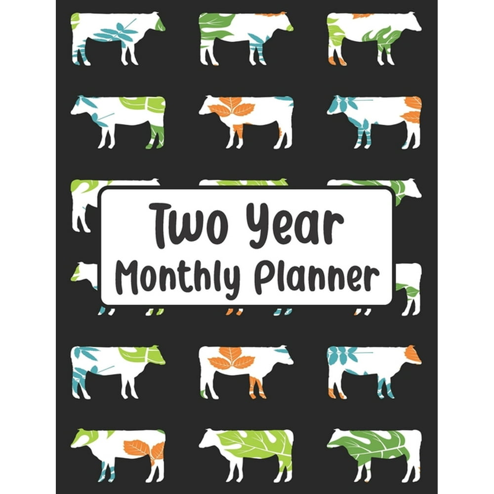 Two year monthly planner floral cow 24 month calendar schedule