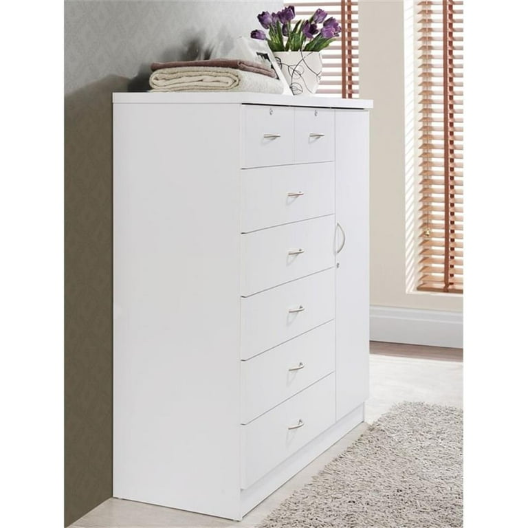 Hodedah Tall Bedroom Dresser, 7-Drawer Chest with Locks, 1-Door 3
