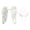 Pretend Play Dress Up Mozlly White Fluffy Glittery Adult Angel Wings and Mozlly White Angel Halo Fluffy Headband with Wings