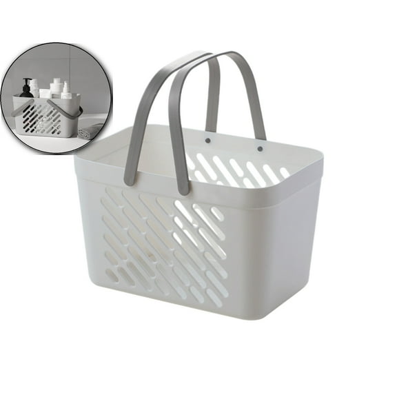 Bath Caddy with Handle, Waterproof, Drainage Holes, Plastic Shower Caddy Basket for Shampoo, Loofah(Gray)