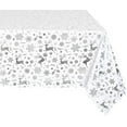 thumbnail image 1 of Christmas Tablecloth 60×104 Inch, Silver Snowflake Christmas Table Cloth for Winter, Elk Christmas Tablecloths, Waterproof Xmas Table Cover for Table, Kitchen, Dining, Holiday, Rectangle, 1 of 5