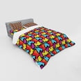 thumbnail image 3 of Colorful Duvet Cover Set, Graffiti Composition of Ornate Abstract Shapes Modern Street Art Illustration, Bedding Set with Shams and Fitted Sheet, 3 Sizes, by Ambesonne, 3 of 3